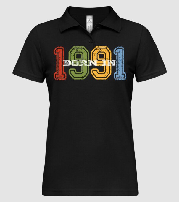 born in 1991 születésnapi felirat minta fekete pólón