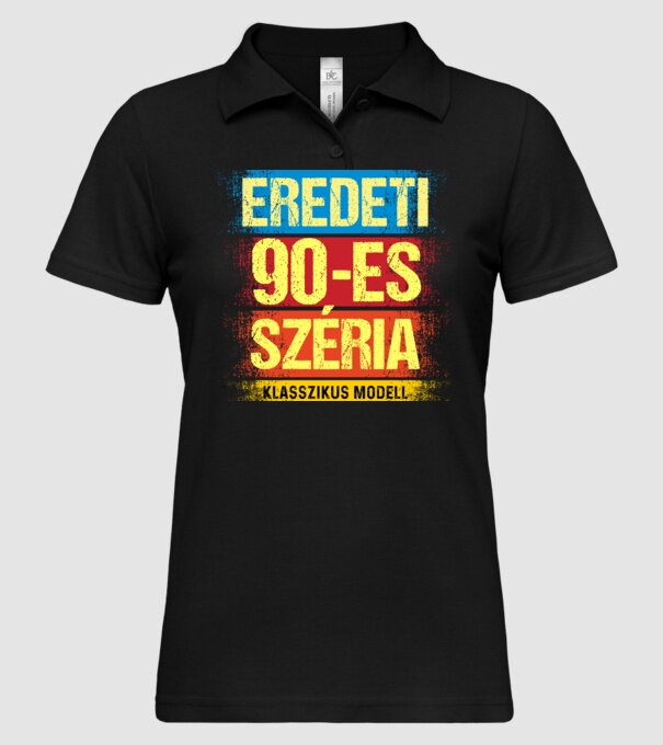 EREDEDI 90-ES SZÉRIA KLASSZKUS MODELL, RETRO SZÜLETÉSNAP minta fekete pólón