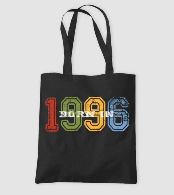 born in 1996 születésnapi felirat minta fekete pólón
