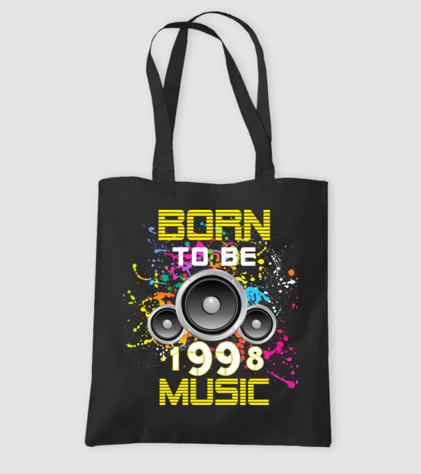 born to be music 1998-ban született, zenés születésnapi póló minta fekete pólón