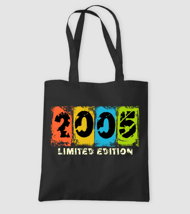 grunge évszám, limited edition felirattal, születésnapi dátum, 2005 minta fekete pólón