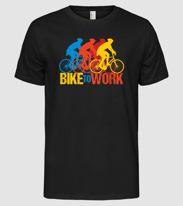 BIKE TO WORK BICAJOZZ A MUNKÁBA fiúk minta fekete pólón