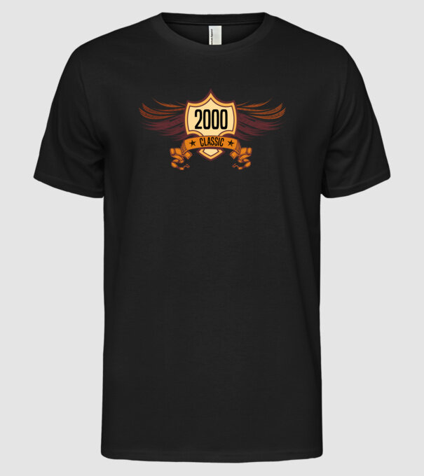 classic szülinapi embléma 2000 minta fekete pólón