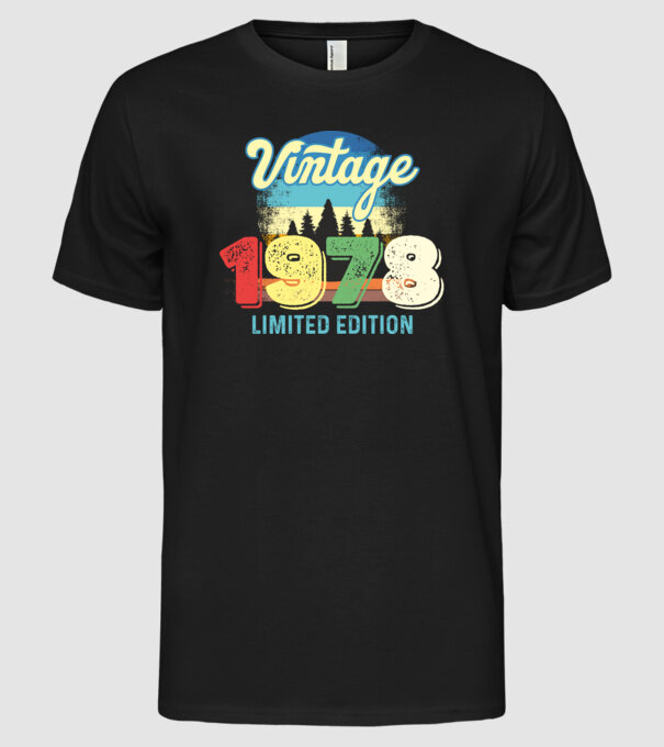 vintage évszám, limited edition, 1978-ban születetteknek minta fekete pólón