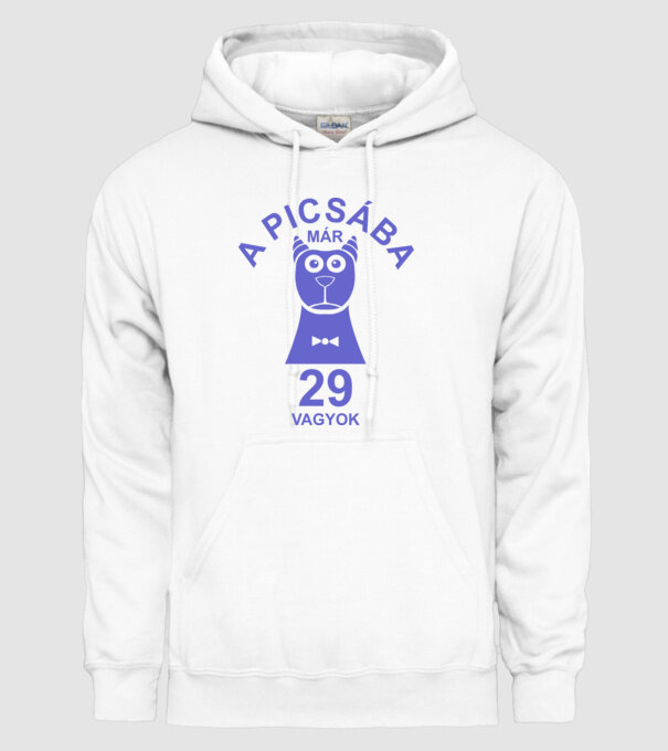 A PICSÁBA már 29 vagyok minta fehér pólón
