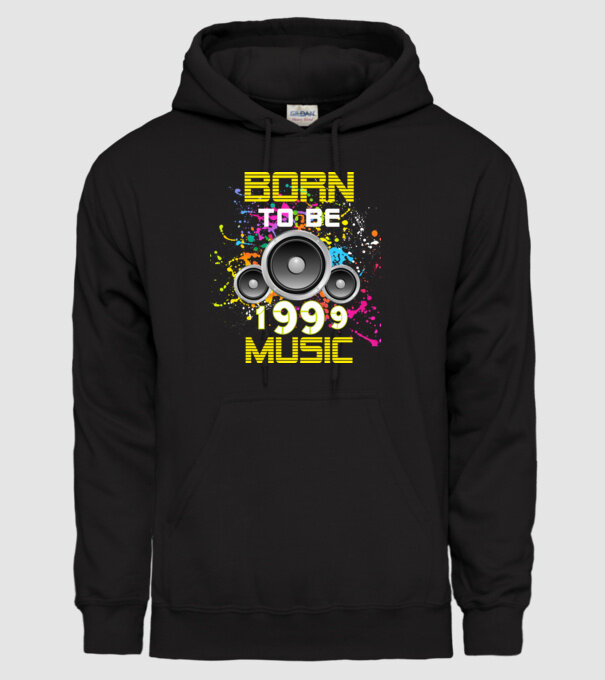 born to be music 1999-ben született, zenés születésnapi minta minta fekete pólón