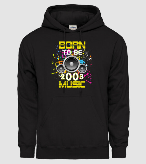 born to be music 2003-ban született, születésnapi póló minta fekete pólón