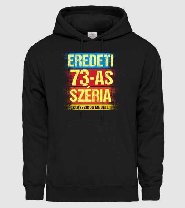 EREDEDI 73-AS SZÉRIA KLASSZKUS MODELL, RETRO SZÜLETÉSNAP minta fekete pólón