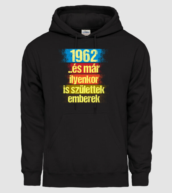 És már ilyenkor is születtek emberek, 1962 retro születésnapi felirat minta fekete pólón