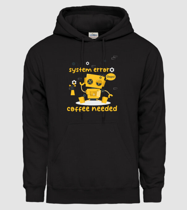 system error coffee needed robot minta fekete pólón
