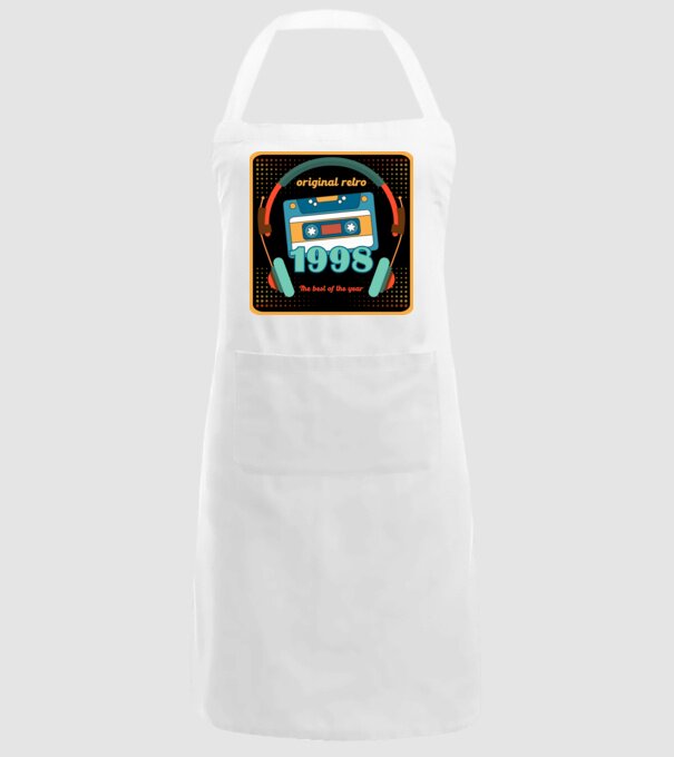 original retro audió kazetta, füles, régi magnókazetta évszámmal. 1998 minta fehér pólón