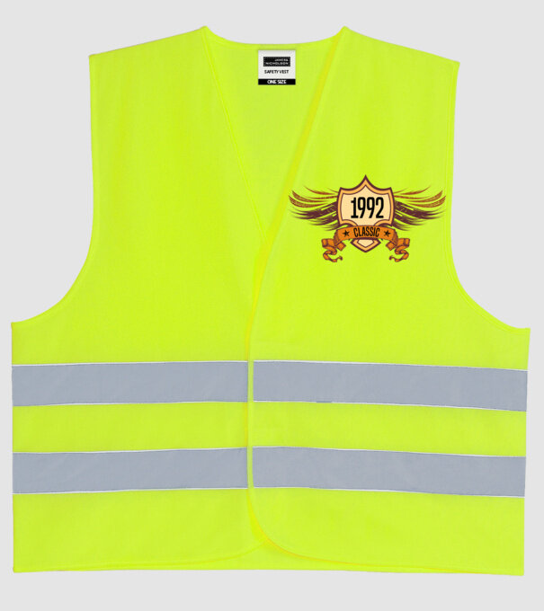 classic szülinapi embléma 1992 minta neonsárga pólón
