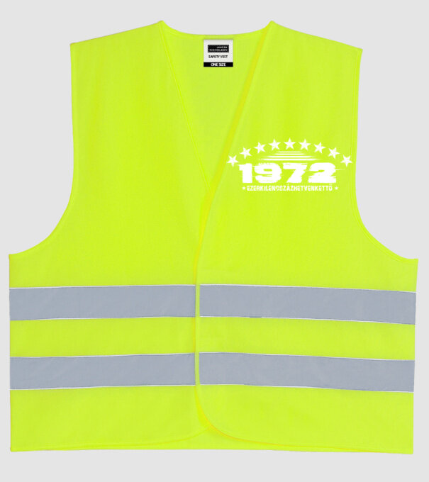 születésnapi dátum, évszám, felirat military stílusban 1972 minta neonsárga pólón