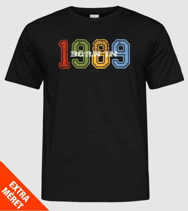 born in 1989 születésnapi felirat minta fekete pólón