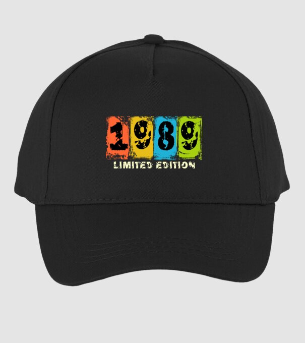 grunge évszám, limited edition felirattal, születésnapi dátum, 1989 minta fekete pólón