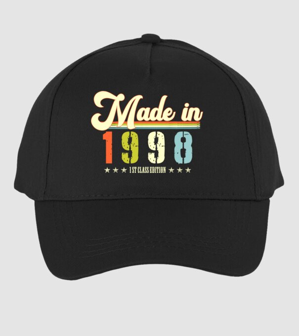 made in 1998, 1st class edition, születésnap, 1998-ban készült minta fekete pólón