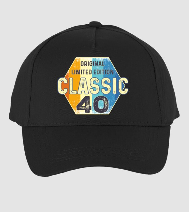 original classic limited edition embléma 40 éves születésnapra minta fekete pólón
