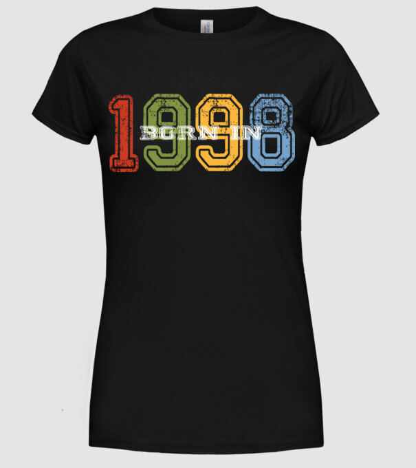 born in 1998 születésnapi felirat minta fekete pólón