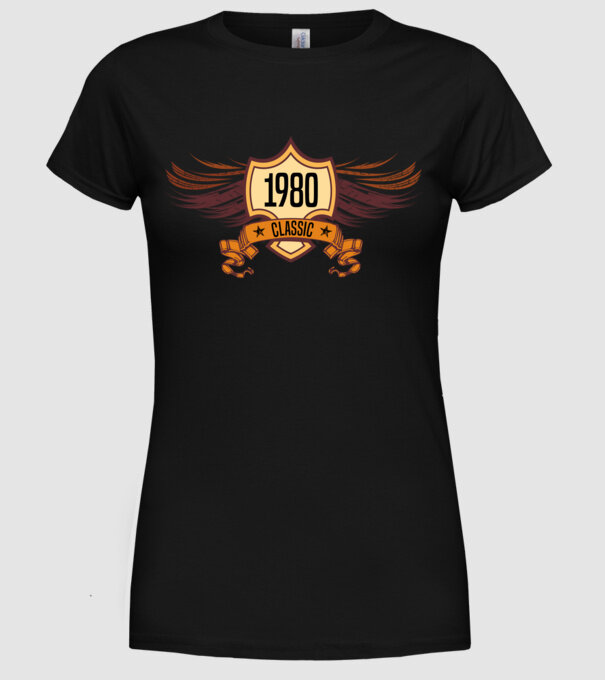 classic szülinapi embléma 1980 minta fekete pólón