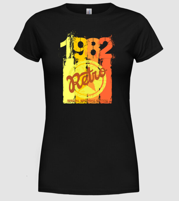Retro birthday special edition, születésnap, szülinap 1982 minta fekete pólón