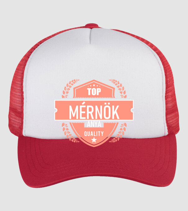 TOP QUALITY MÉRNÖK ANYUKA minta fehér/piros pólón