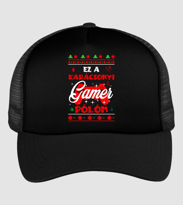 EZ A KARÁCSONYI GAMER PÓLÓM minta fekete pólón