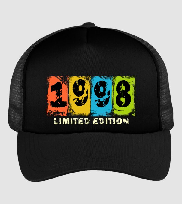 grunge évszám, limited edition felirattal, születésnapi dátum, 1998 minta fekete pólón