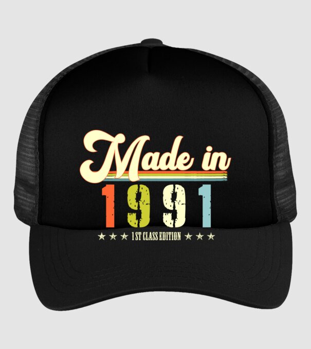 made in 1991, 1st class edition, születésnap, 1991-ben készült minta fekete pólón