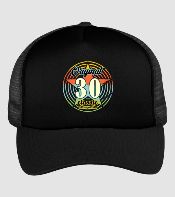 original classic, limited edition, születésnapi embléma, 30 éves minta fekete pólón