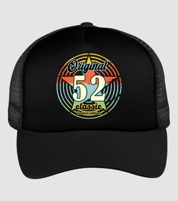 original classic, limited edition, születésnapi embléma, 52 éves minta fekete pólón