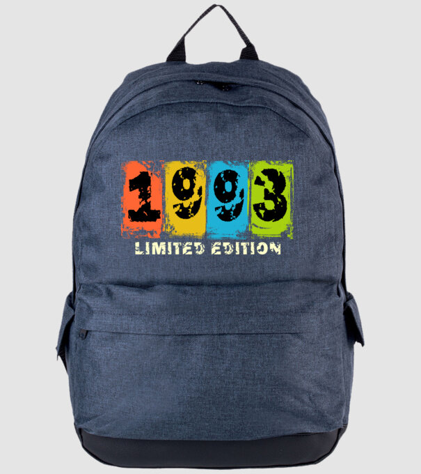 grunge évszám, limited edition felirattal, születésnapi dátum, 1993 minta farmerkék pólón