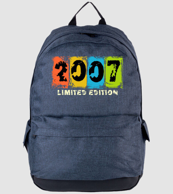 grunge évszám, limited edition felirattal, születésnapi dátum, 2007 minta farmerkék pólón