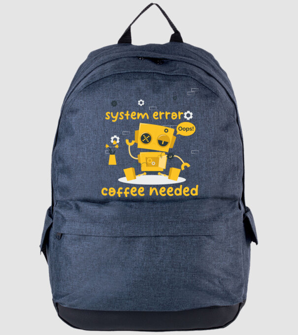 system error coffee needed robot minta farmerkék pólón
