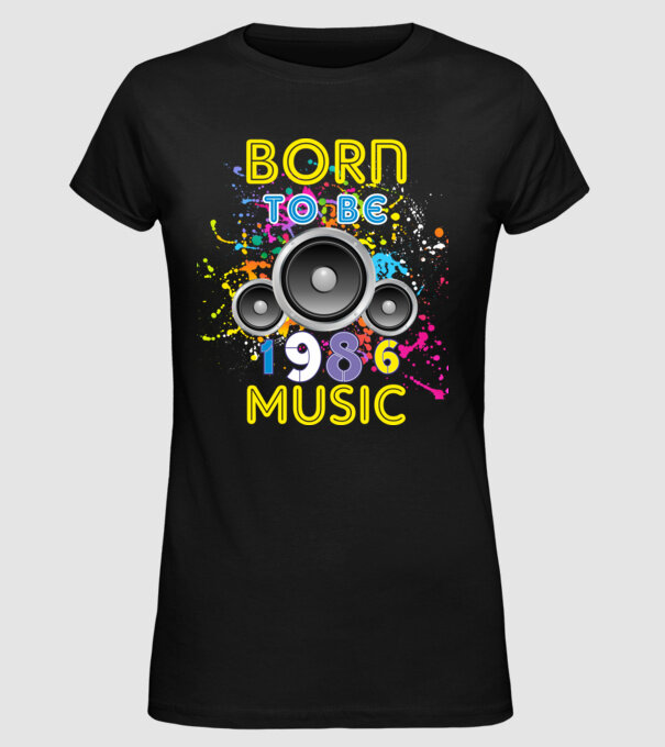 born to be music születésnapi DJ ,1986-ban született minta fekete pólón