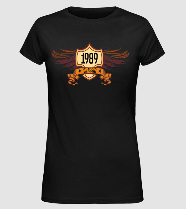 classic szülinapi embléma 1989 minta fekete pólón