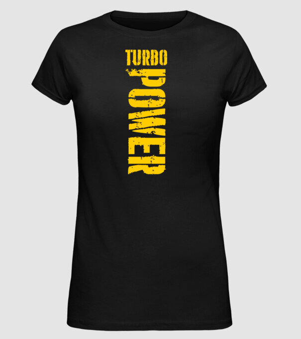turbo power minta fekete pólón