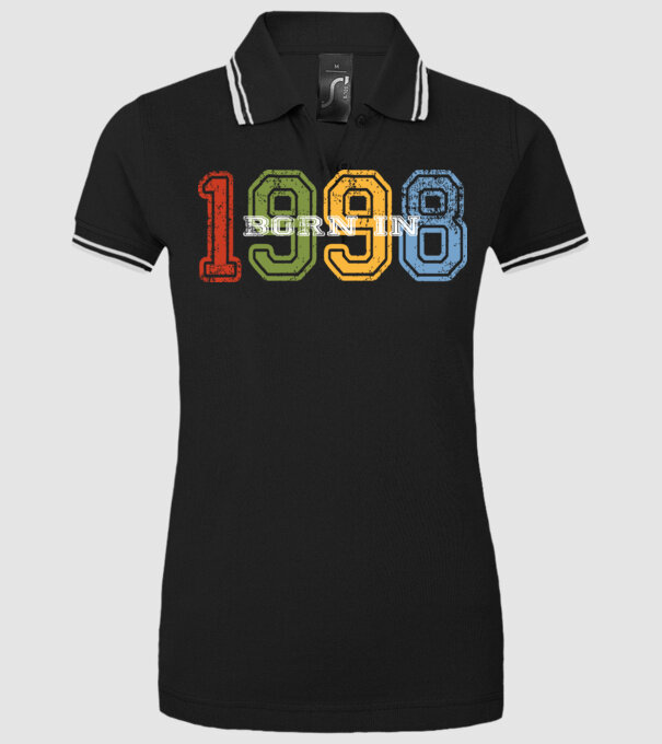 born in 1998 születésnapi felirat minta fekete pólón