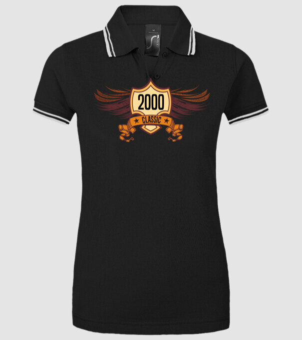 classic szülinapi embléma 2000 minta fekete pólón