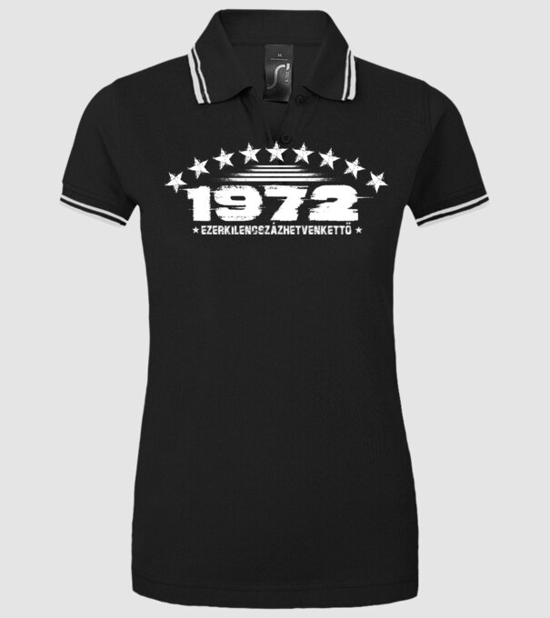 születésnapi dátum, évszám, felirat military stílusban 1972 minta fekete pólón