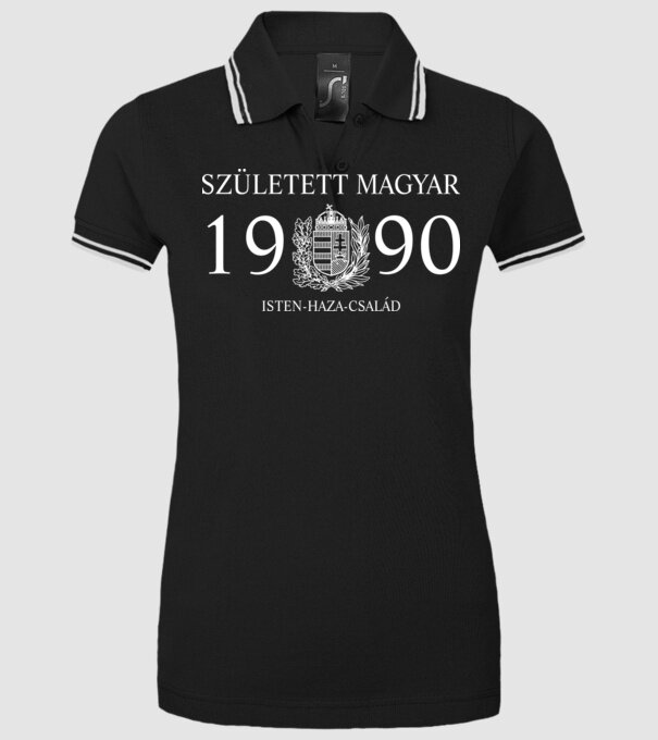 SZÜLETETT MAGYAR, ISTEN HAZA CSALÁD, SZÜLETETT 1990-BEN, MAGYAR CÍMER minta fekete pólón