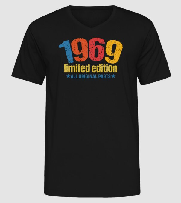 1969 limited edition ,all original parts, retro születésnapi évszám minta fekete pólón