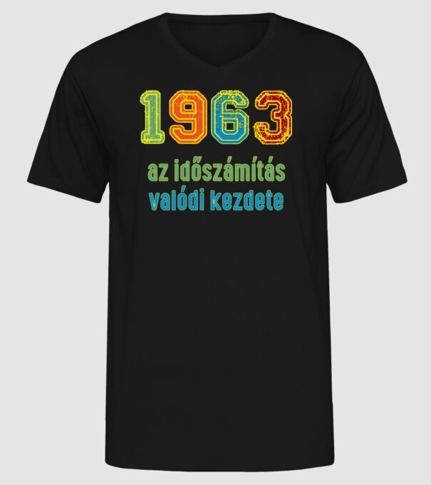 az időszámítás valódi kezdete 1963 minta fekete pólón