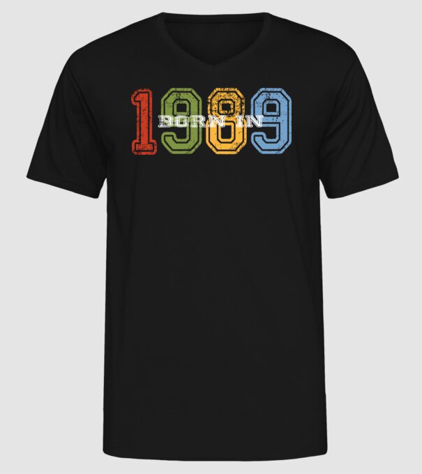 born in 1989 születésnapi felirat minta fekete pólón