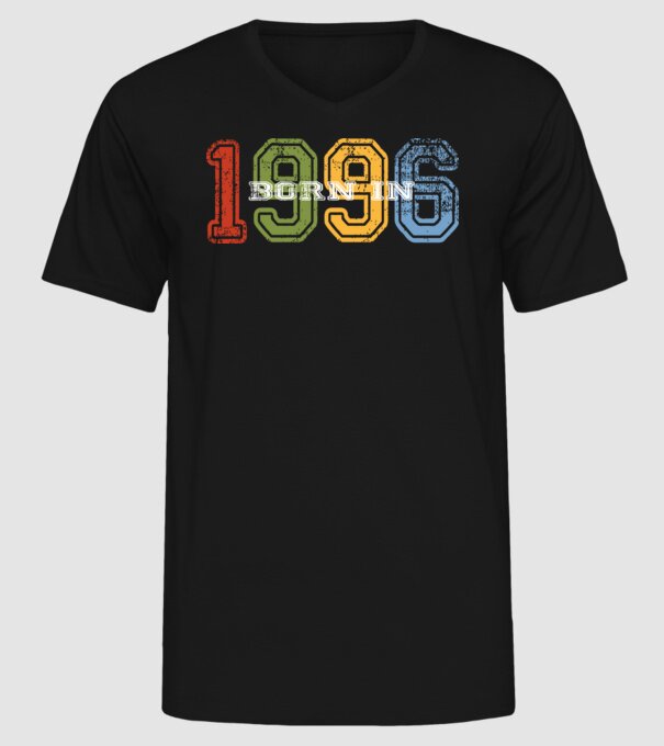 born in 1996 születésnapi felirat minta fekete pólón