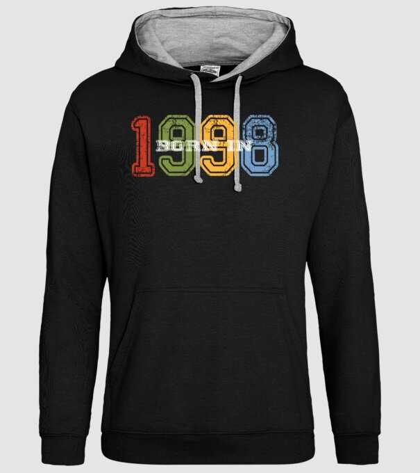 born in 1998 születésnapi felirat minta fekete pólón