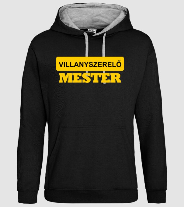 VILLANYSZERELŐ MESTER minta fekete pólón