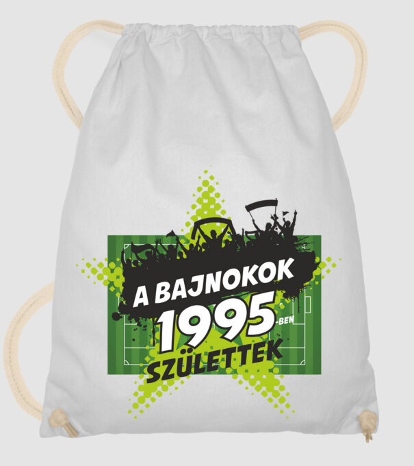 A BAJNOKOK 1995-BEN SZÜLETTEK SZÜLINAPI FOCIS PÓLÓ MINTA minta fehér pólón