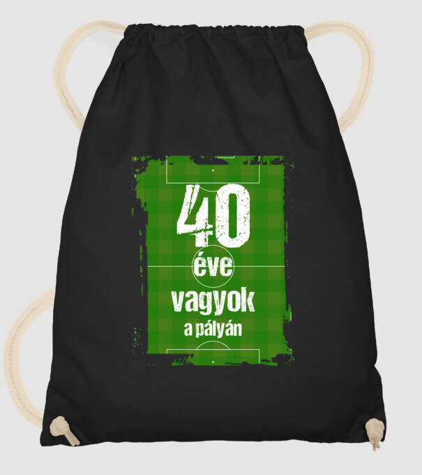 40 éve vagyok a pályán, focistás szülinap minta fekete pólón