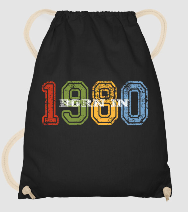 born in 1980 születésnapi felirat minta fekete pólón