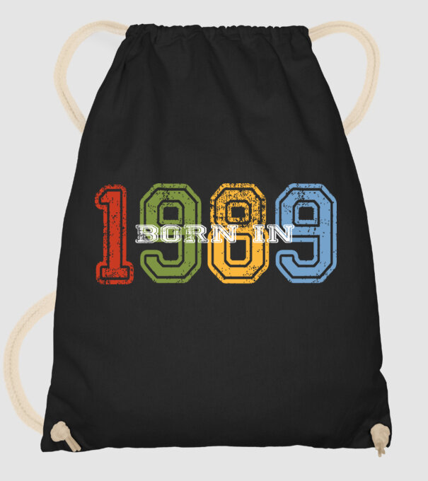 born in 1989 születésnapi felirat minta fekete pólón